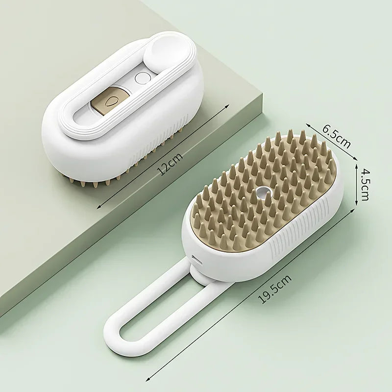 Brosse de nettoyage électrique 3 en 1 pour chiens et chats avec pulvérisation vapeur, anti-éclaboussures, épilation et massage, peigne de toilettage pour animaux de compagnie.