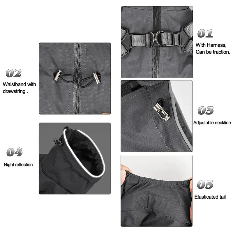 imperméable pour Chien avec Harnais - de Taille Petite et Moyenne, Ajustable,